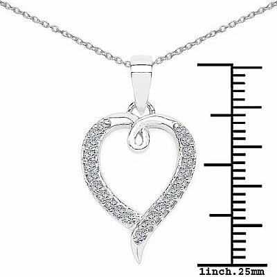 BridalMe 0.23CTW White Cubic Zirconia .925 Sterling Silver Heart Shape Pendant