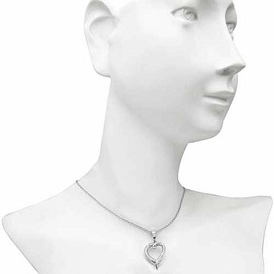 BridalMe 0.23CTW White Cubic Zirconia .925 Sterling Silver Heart Shape Pendant