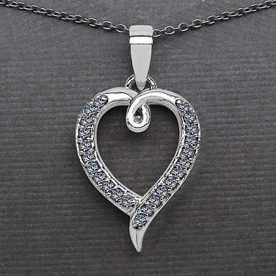 BridalMe 0.23CTW White Cubic Zirconia .925 Sterling Silver Heart Shape Pendant