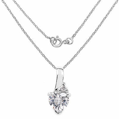 BridalMe 1.42CTW White Cubic Zirconia .925 Sterling Silver Heart Shape Pendant