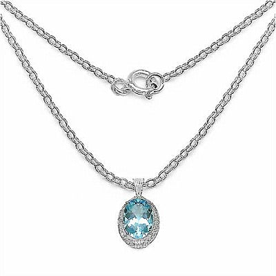 14.65CTW Genuine Blue & White Topaz .925 Sterling Silver Pendant