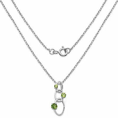 Genuine Peridot 3 Stone Sterling Silver Intertwined Link Pendant