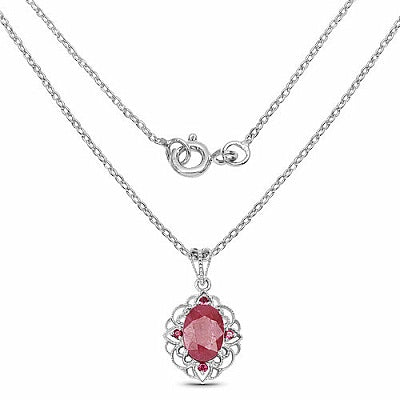 8.85CTW Dyed Ruby & Rhodolite .925 Sterling Silver Pendant