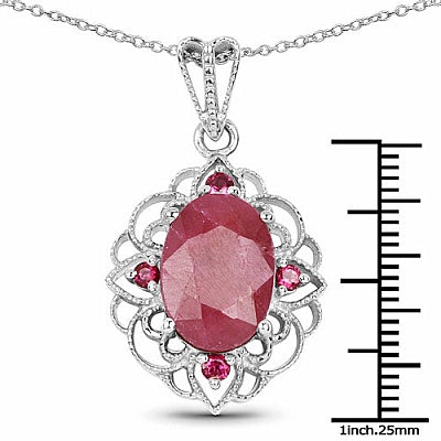 8.85CTW Dyed Ruby & Rhodolite .925 Sterling Silver Pendant