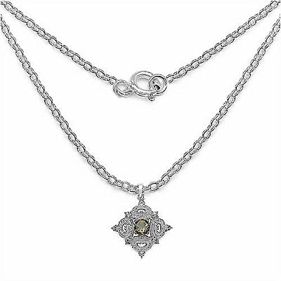 2.15CTW Genuine Smoky Topaz, Blue Topaz & White Topaz .925 Sterling Silver Pendant