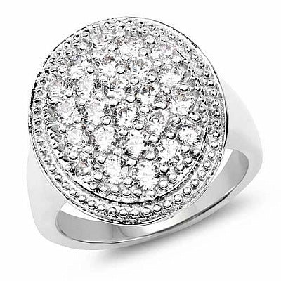 BridalMe 3.36CTW White Cubic Zirconia .925 Sterling Silver Cluster Ring