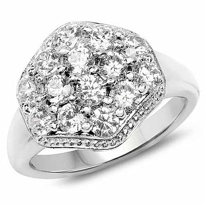 BridalMe 3.08CTW White Cubic Zirconia .925 Sterling Silver Cluster Ring