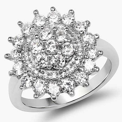 BridalMe 3.40CTW White Cubic Zirconia .925 Sterling Silver Cluster Ring