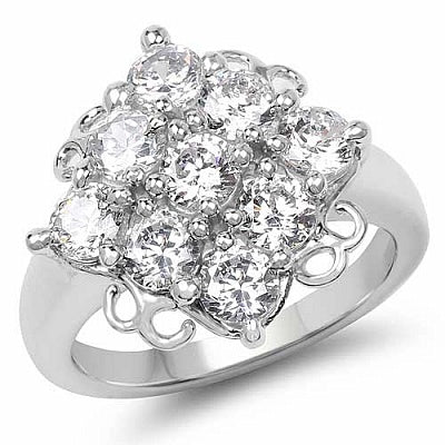 BridalMe 3.96CTW White Cubic Zirconia .925 Sterling Silver Cluster Ring