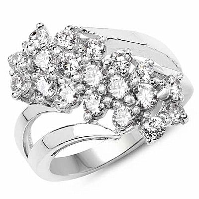 BridalMe 3.06CTW White Cubic Zirconia .925 Sterling Silver Cluster Ring