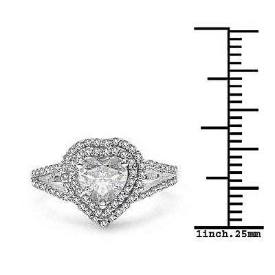 BridalMe 2.11CTW White Cubic Zirconia .925 Sterling Silver Heart Shape Ring