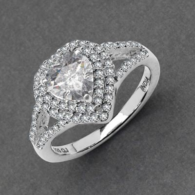 BridalMe 2.11CTW White Cubic Zirconia .925 Sterling Silver Heart Shape Ring