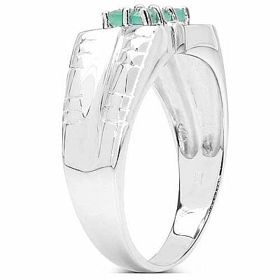 0.36CTW Genuine Emerald .925 Sterling Silver Ring