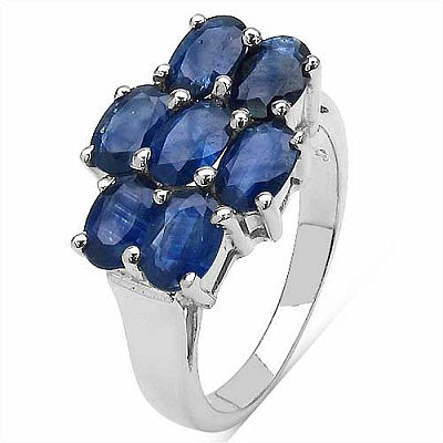 4.55CTW Genuine Blue Sapphire .925 Sterling Silver Ring