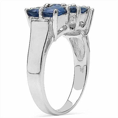 4.55CTW Genuine Blue Sapphire .925 Sterling Silver Ring