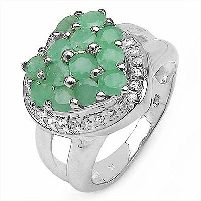 1.80CTW Genuine Emerald .925 Sterling Silver Heart Shape Ring