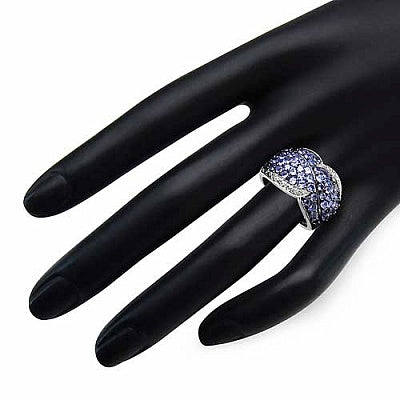 2.50CTW Genuine Tanzanite & White Topaz .925 Sterling Silver Cluster Ring