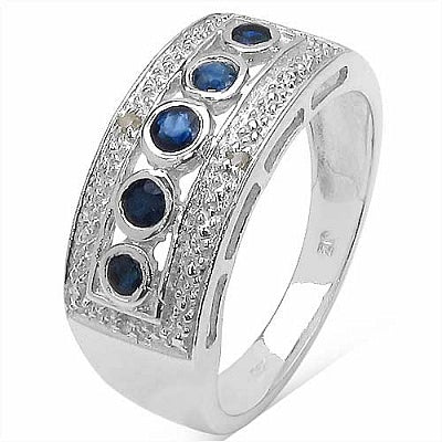 0.34CTW Genuine Blue Sapphire .925 Sterling Silver Ring