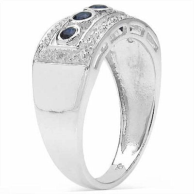 0.34CTW Genuine Blue Sapphire .925 Sterling Silver Ring