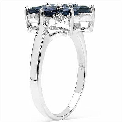 2.45CTW Genuine Blue Sapphire .925 Sterling Silver Ring