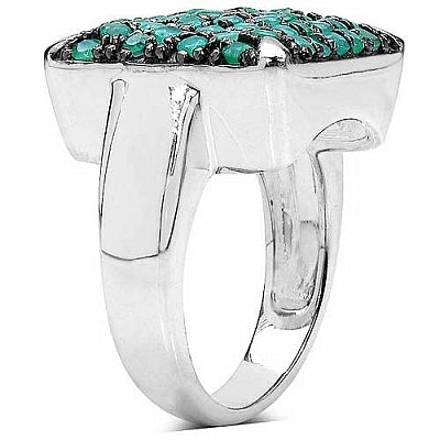 2.50CTW Genuine Emerald .925 Sterling Silver Ring