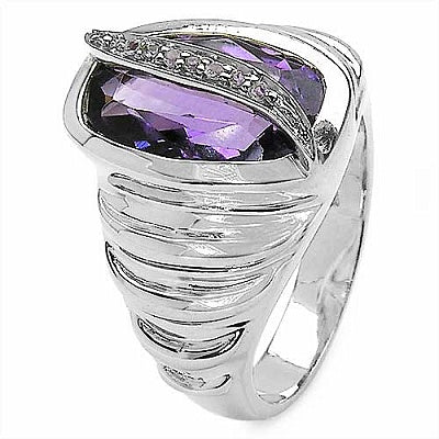 4.79CTW Amethyst & White Topaz .925 Sterling Silver Ring