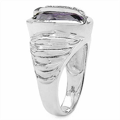 4.79CTW Amethyst & White Topaz .925 Sterling Silver Ring