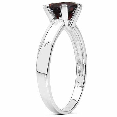 1.60CTW Genuine Garnet .925 Sterling Silver Solitaire Ring