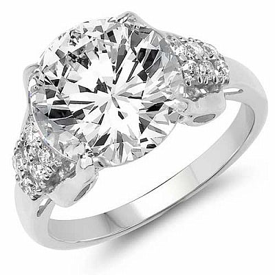 BridalMe 4.86CTW White Cubic Zirconia .925 Sterling Silver Solitaire Ring