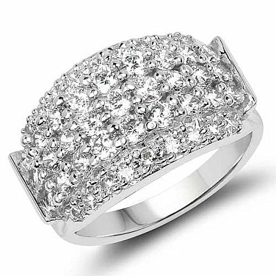 BridalMe 3.92CTW White Cubic Zirconia .925 Sterling Silver Cluster Ring