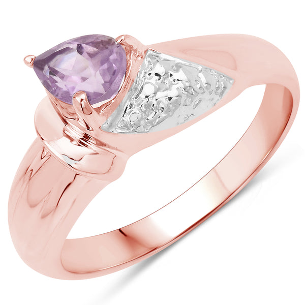 Genuine Amethyst 14k Rose Gold Sterling Silver Ring