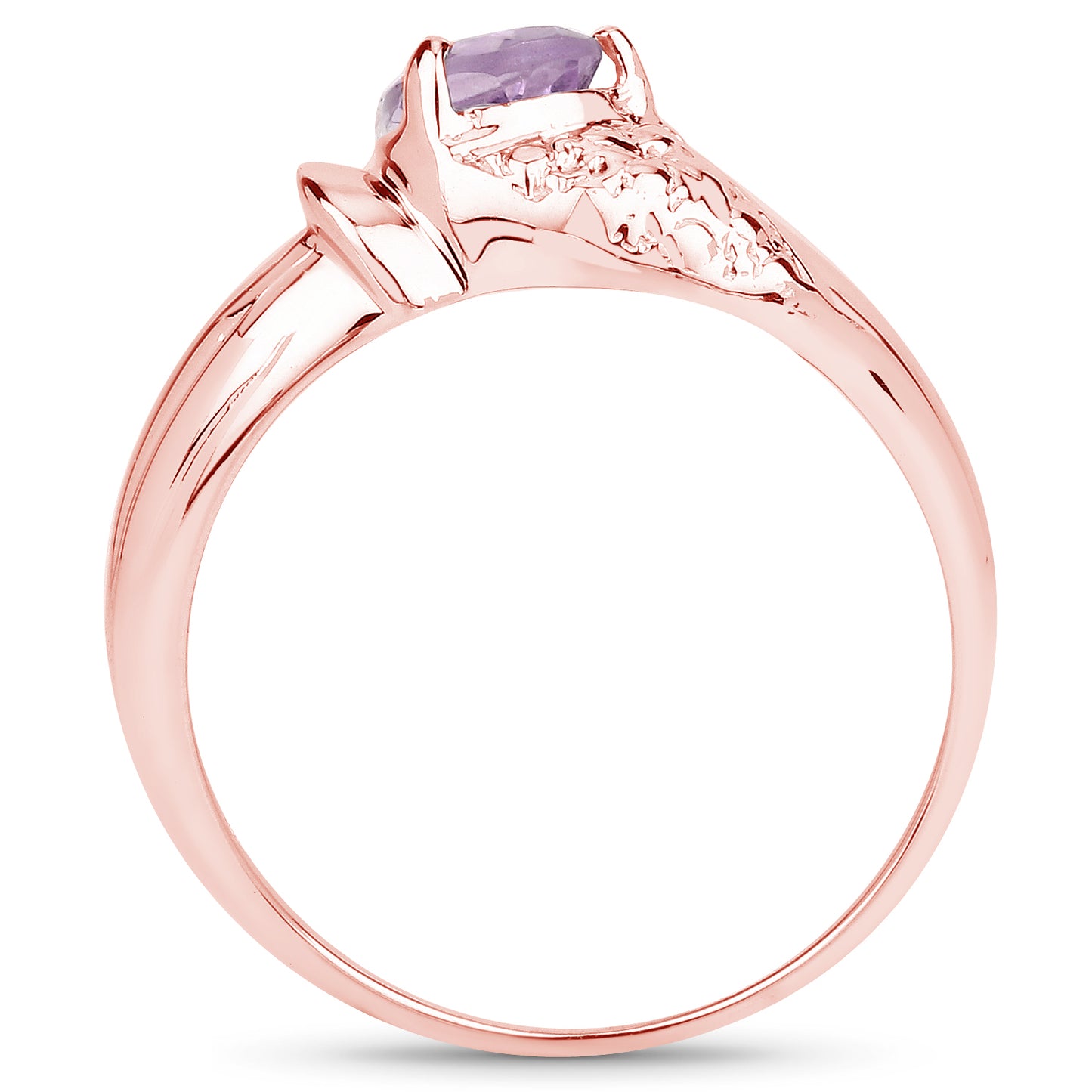 Genuine Amethyst 14k Rose Gold Sterling Silver Ring