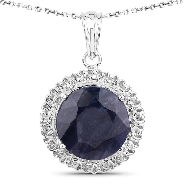 Dyed Sapphire Sterling Silver Pendant