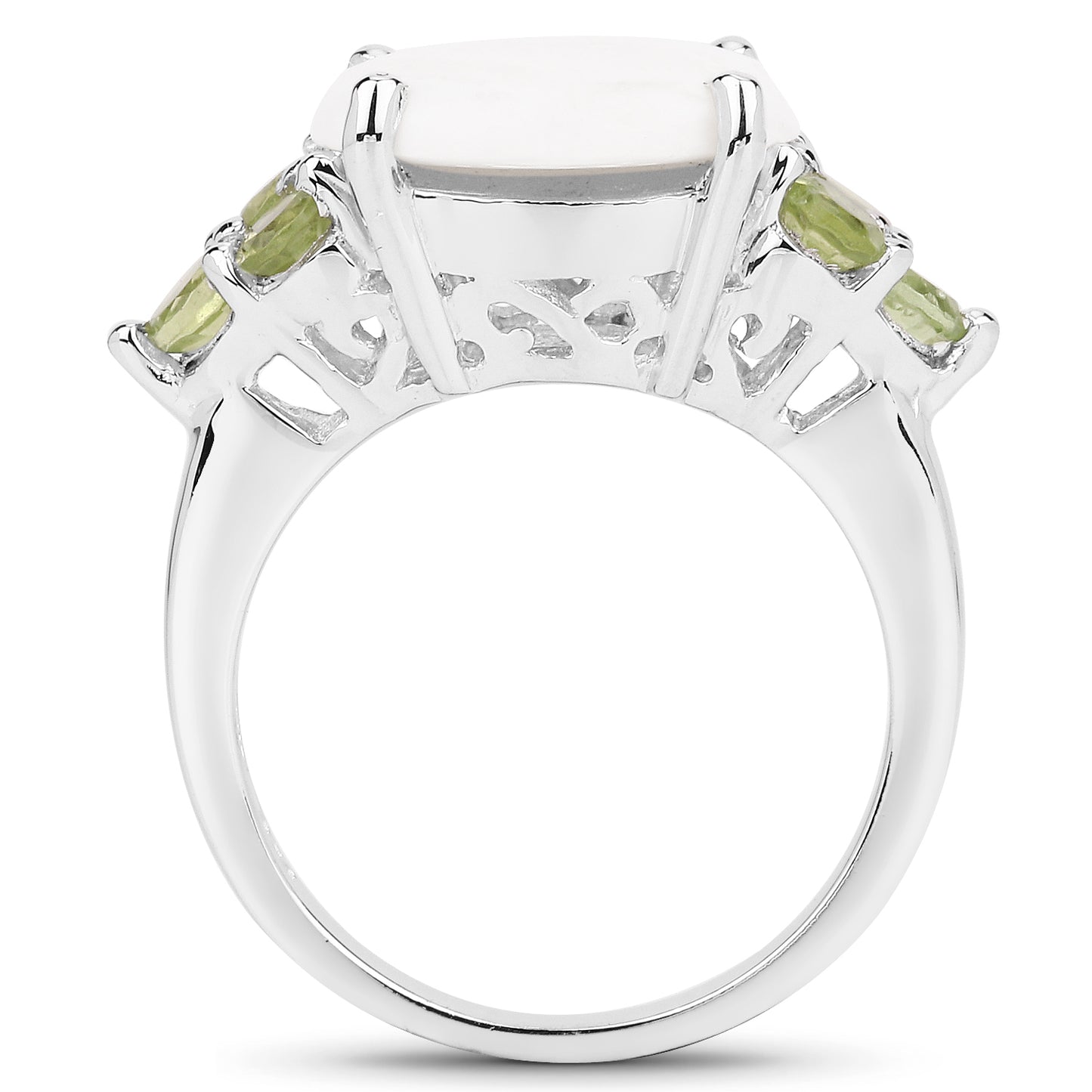 Genuine Opal and Peridot Sterling Silver Cocktail Ring