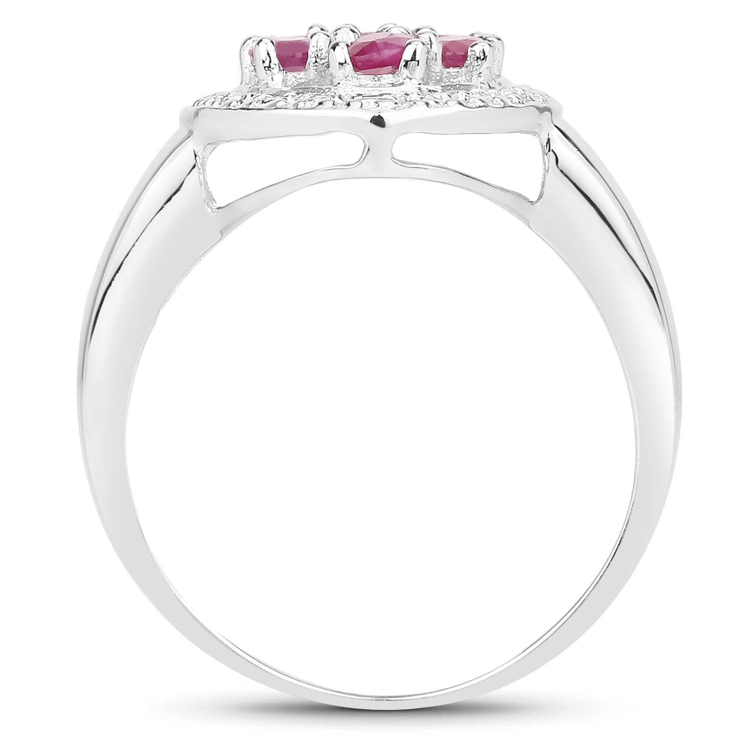 Genuine Ruby Sterling Silver Cluster Ring