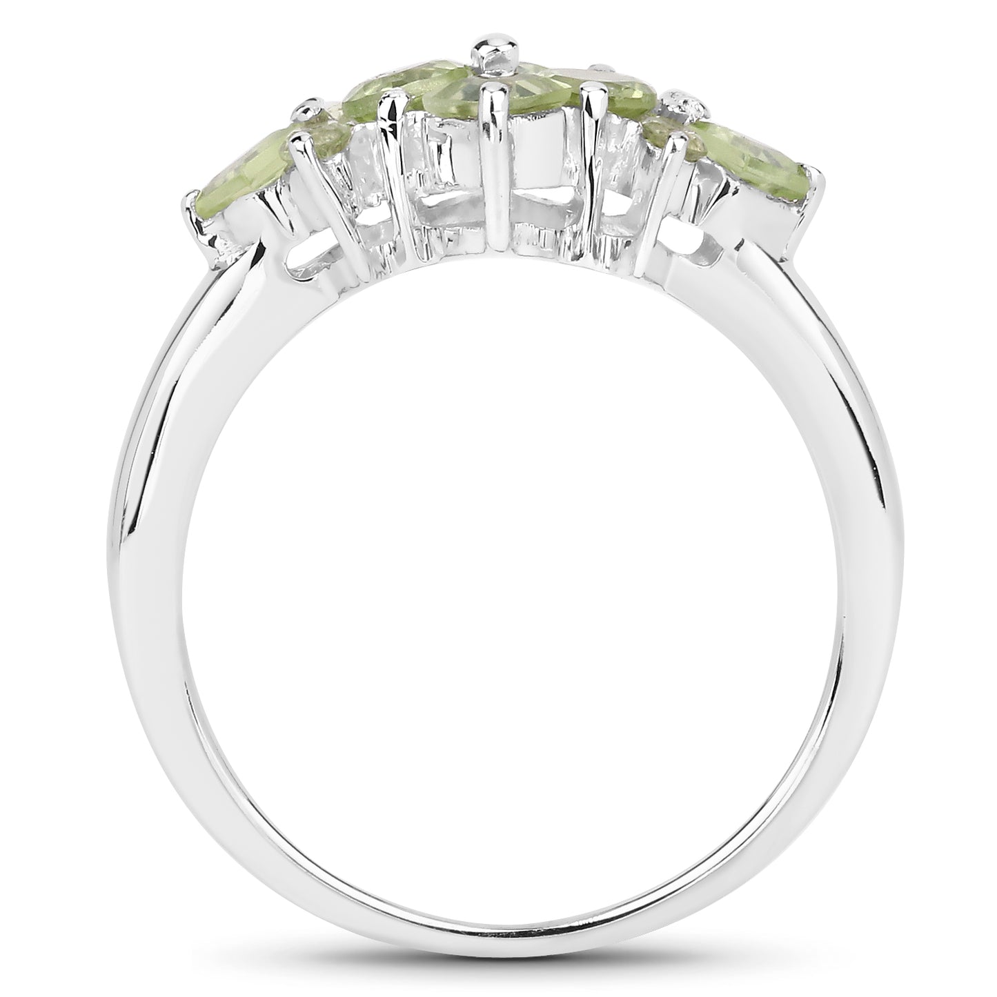 Genuine Peridot Sterling Silver Graduated Ring