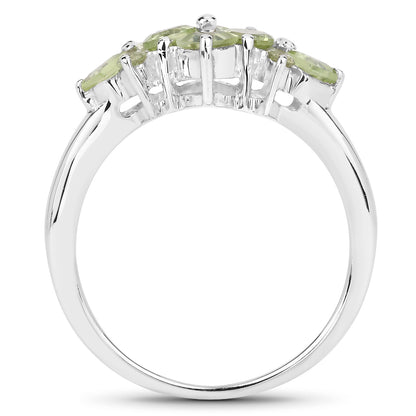 Genuine Peridot Sterling Silver Graduated Ring