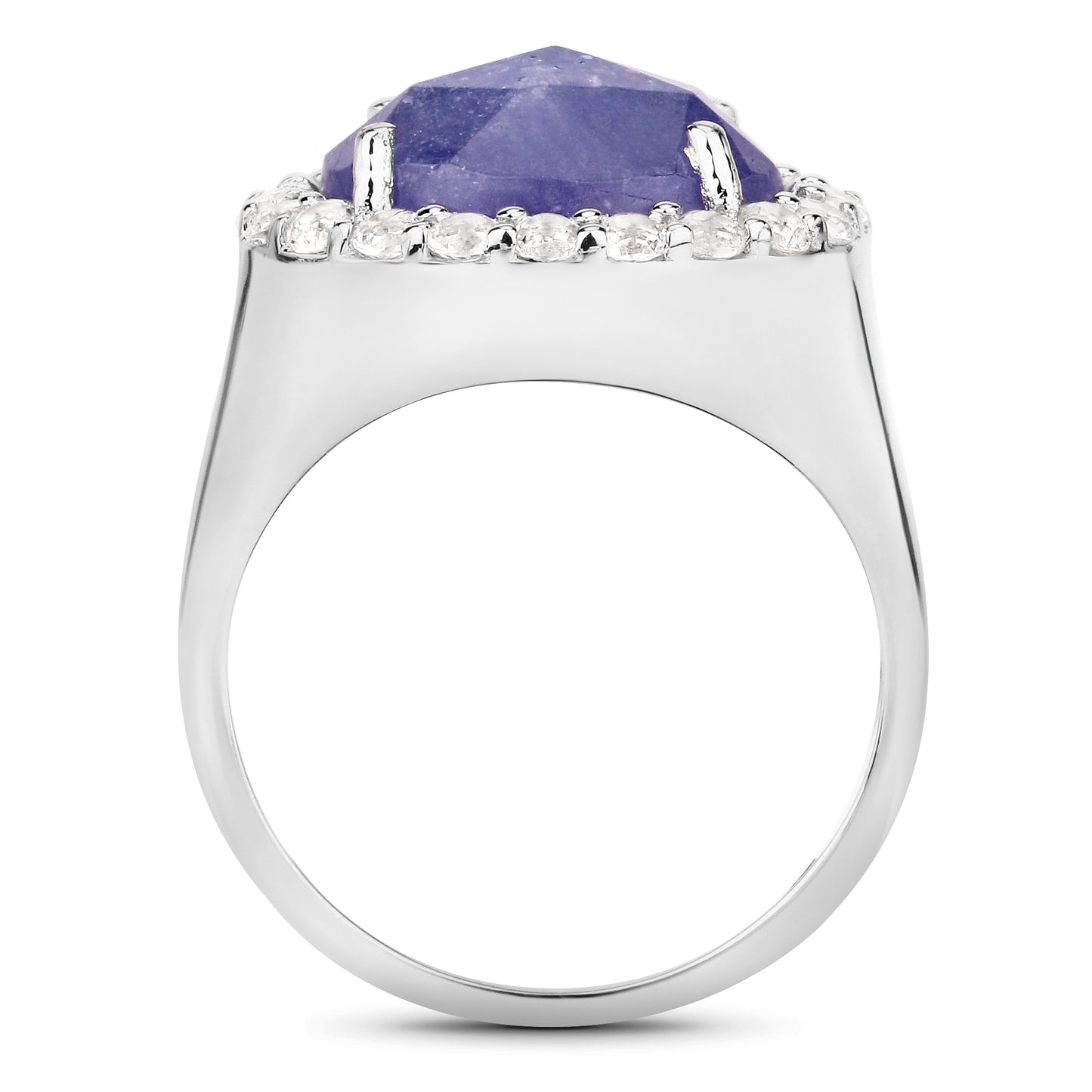 Genuine Tanzanite and White Topaz Sterling Silver Graduated Ring