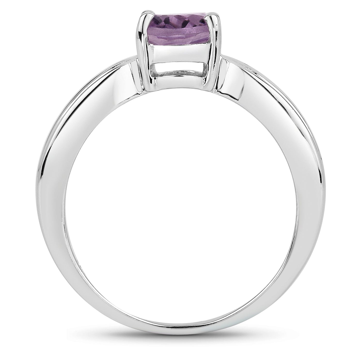 Genuine Amethyst Sterling Silver Graduated Ring