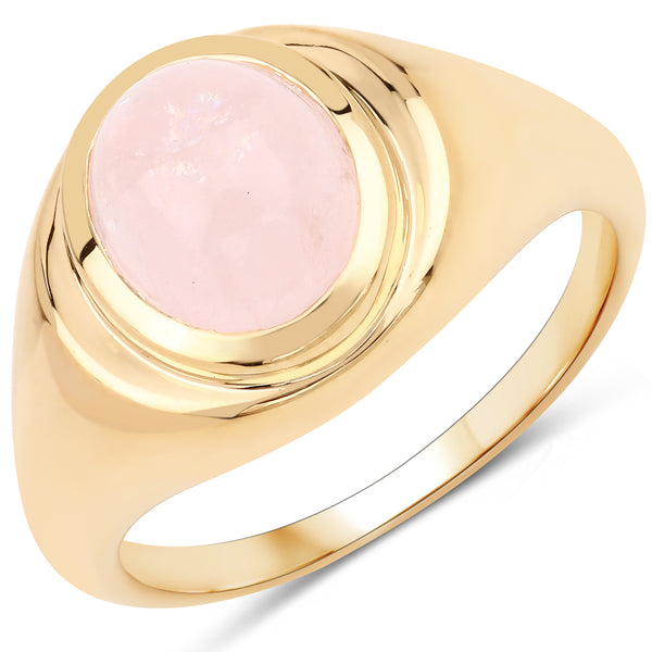 Genuine 14K Yellow Gold Plated Morganite Sterling Silver Solitaire Ring