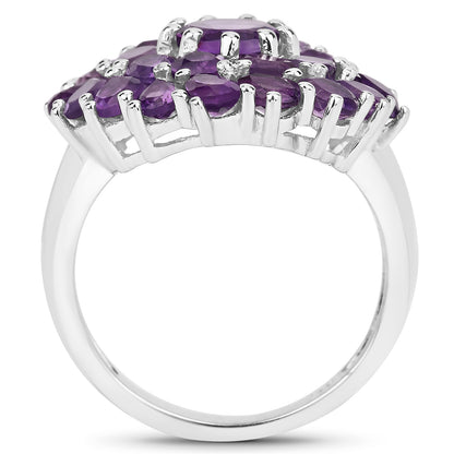 Genuine Amethyst Sterling Silver Graduated Ring