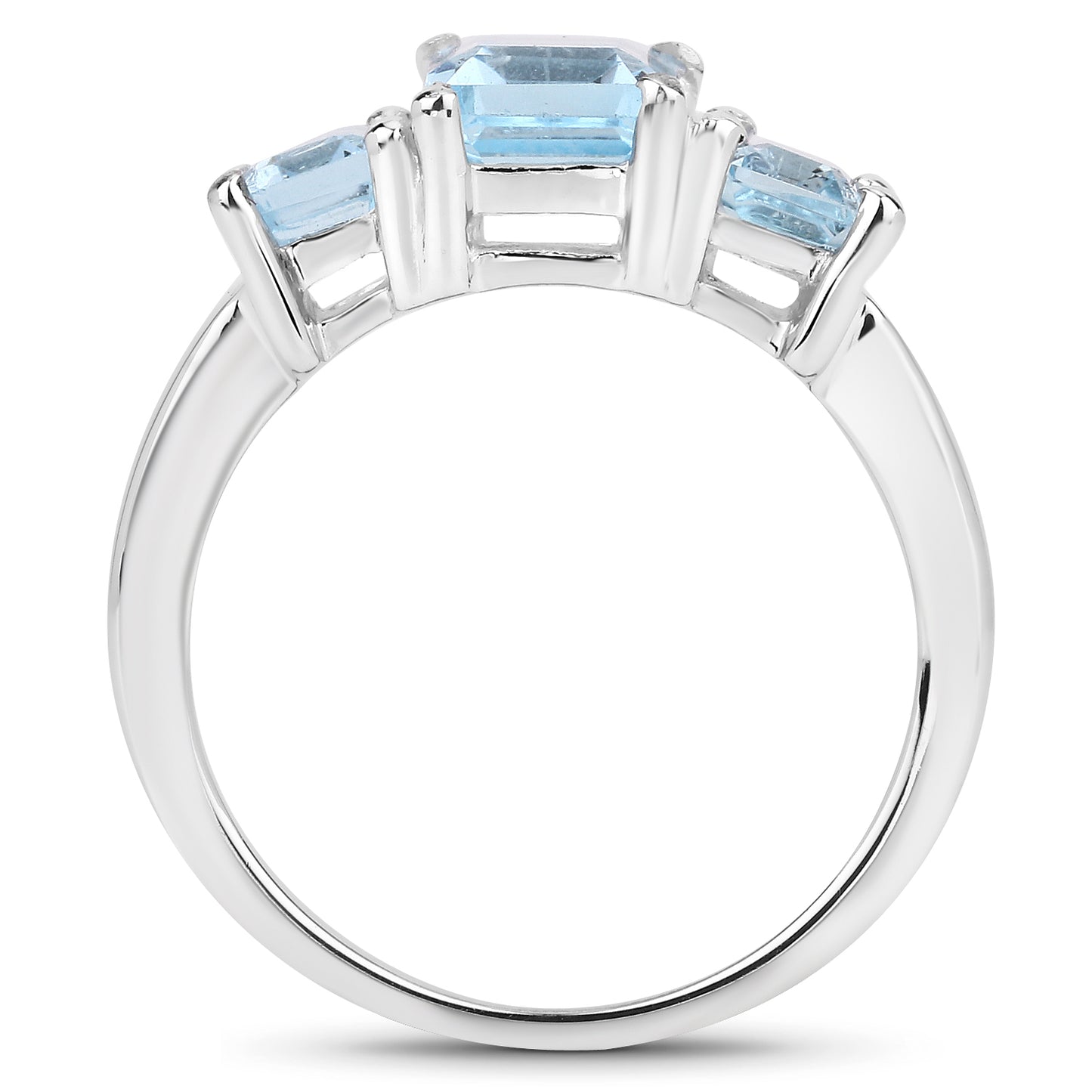 Genuine Blue Topaz Sterling Silver 3-Stone Ring