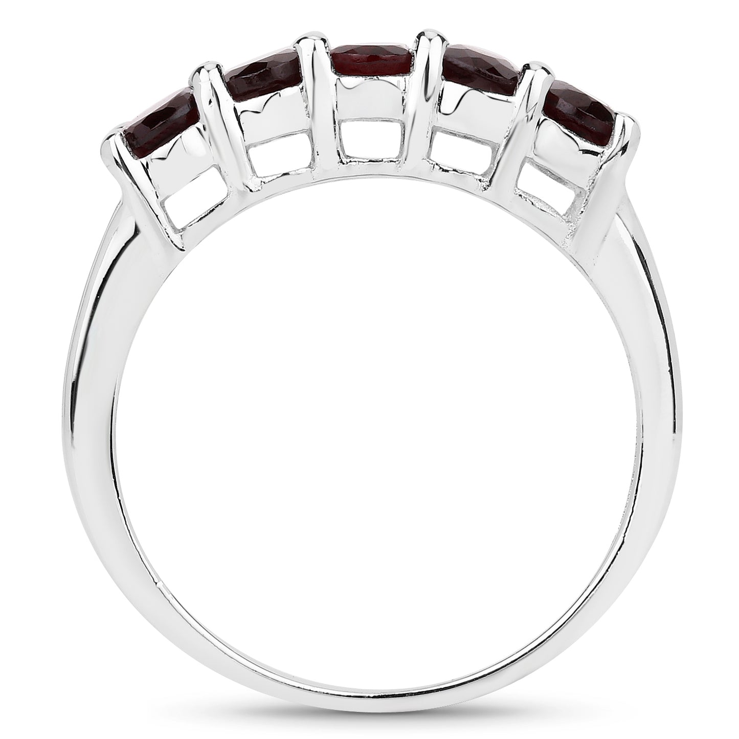 Genuine Garnet Sterling Silver Graduated Ring