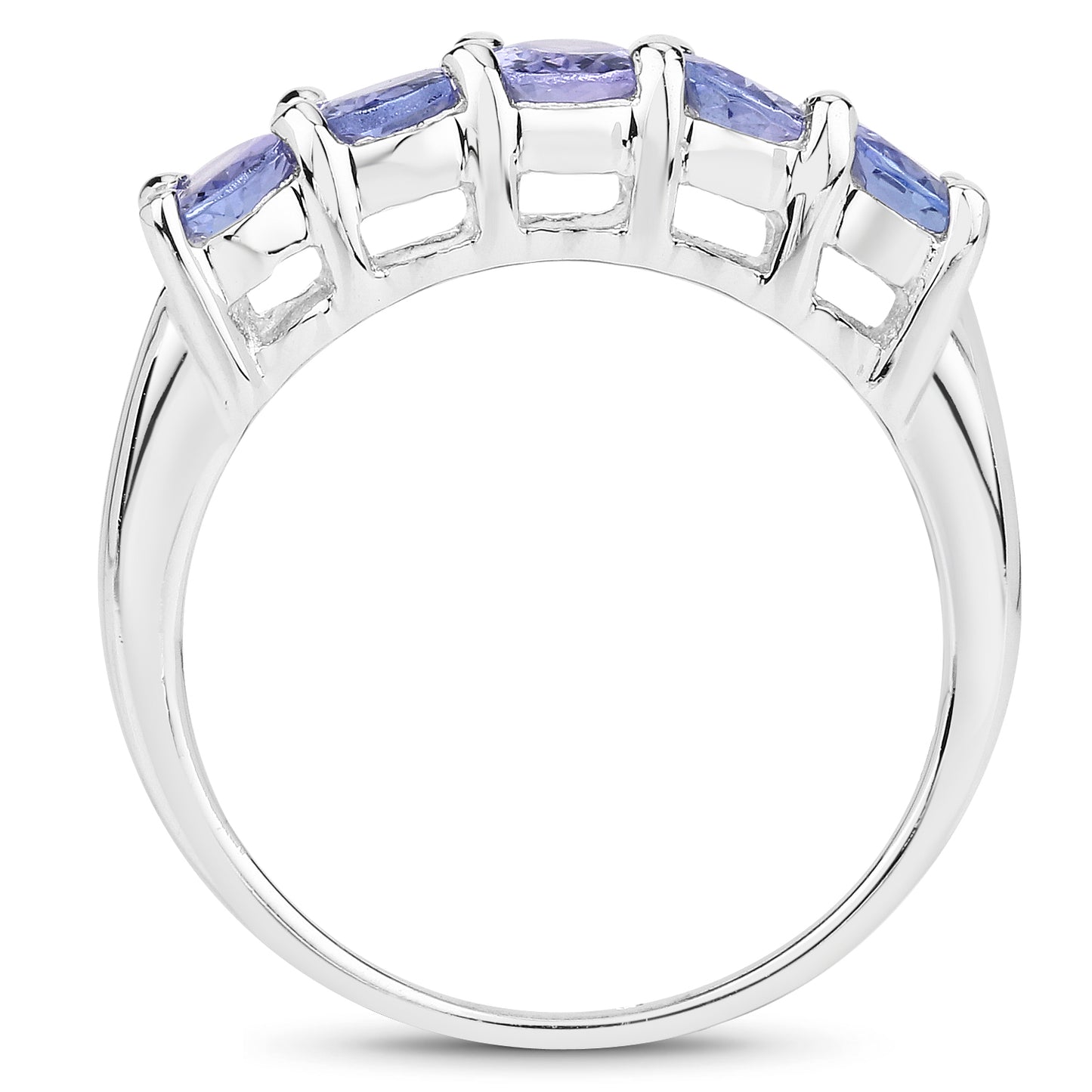 Genuine Tanzanite Sterling Silver Graduated Ring