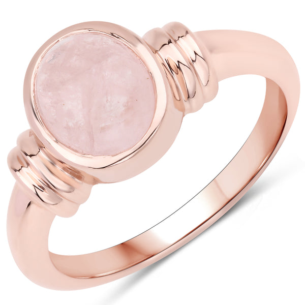 Genuine 14K Rose Gold Plated Morganite Sterling Silver Solitaire Ring