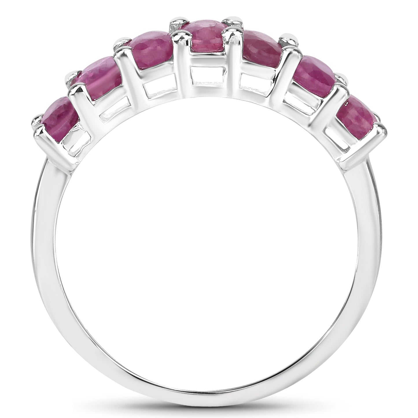 Genuine 7-Stone Ruby Sterling Silver Band Ring