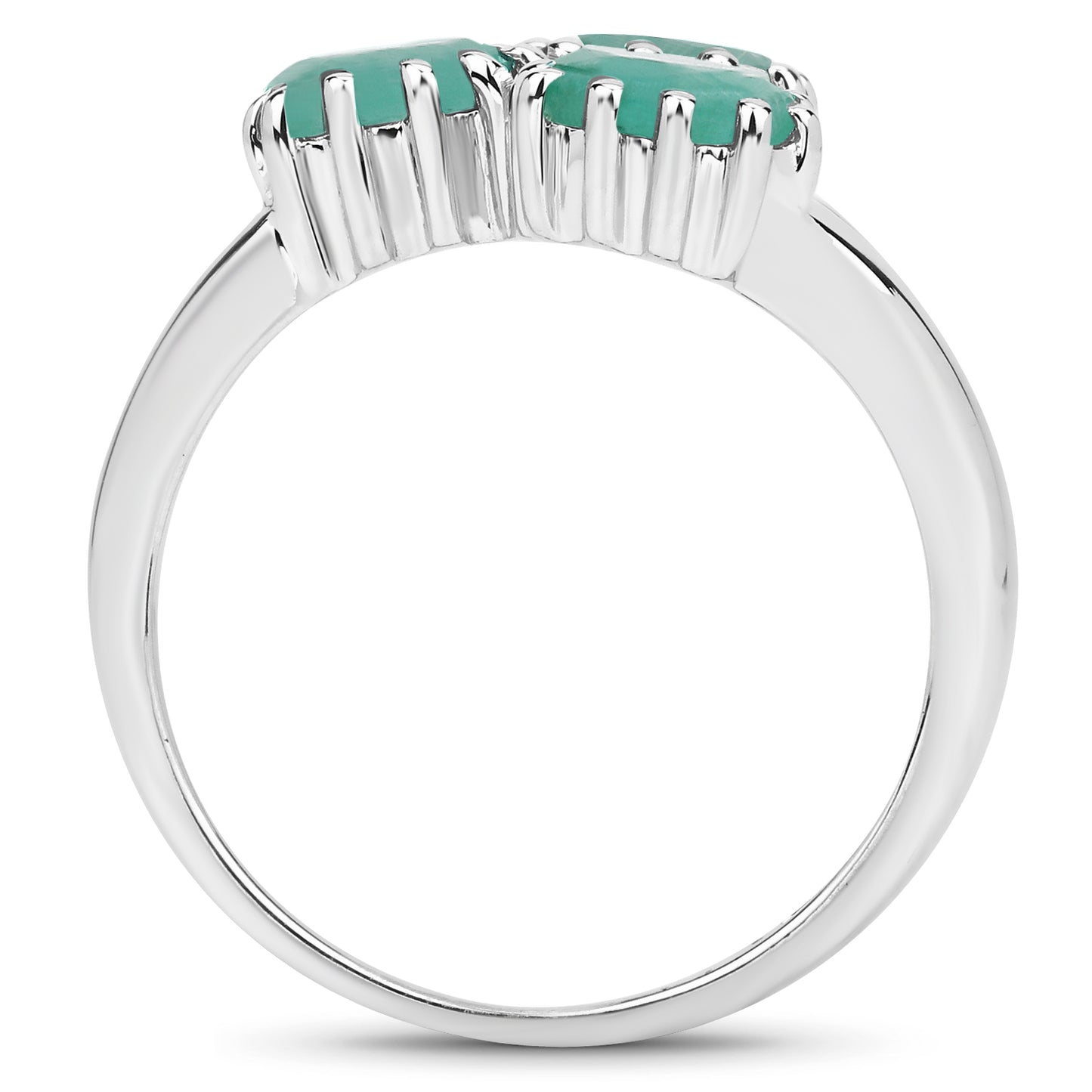 Genuine Emerald Sterling Silver Graduated Ring