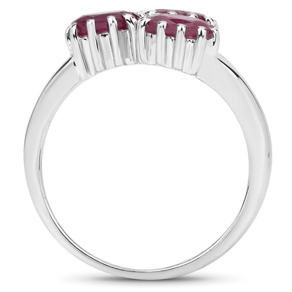 Genuine Ruby Sterling Silver 3-Stone Graduated Ring