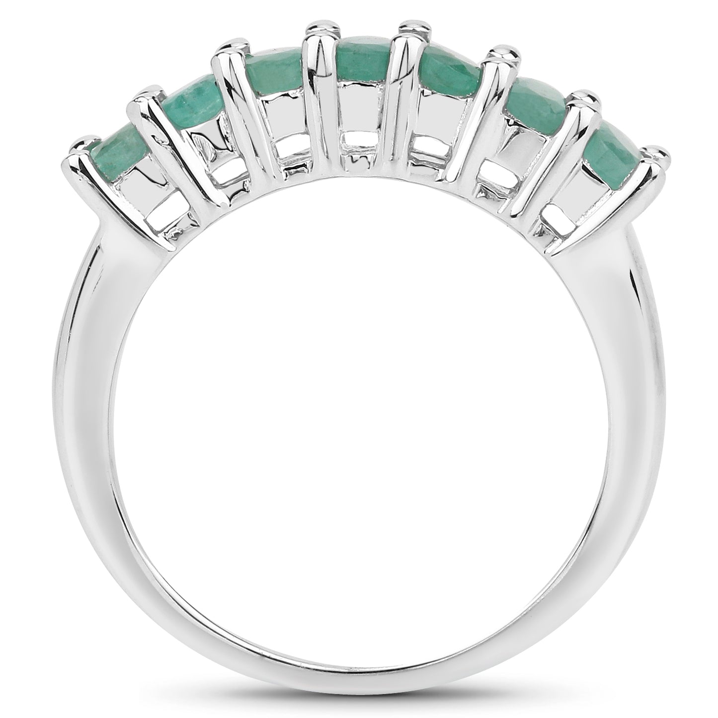 Genuine Emerald Sterling Silver Band Ring