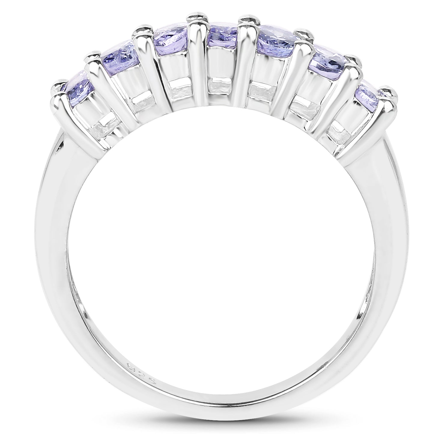 Genuine Tanzanite Sterling Silver Graduated Ring